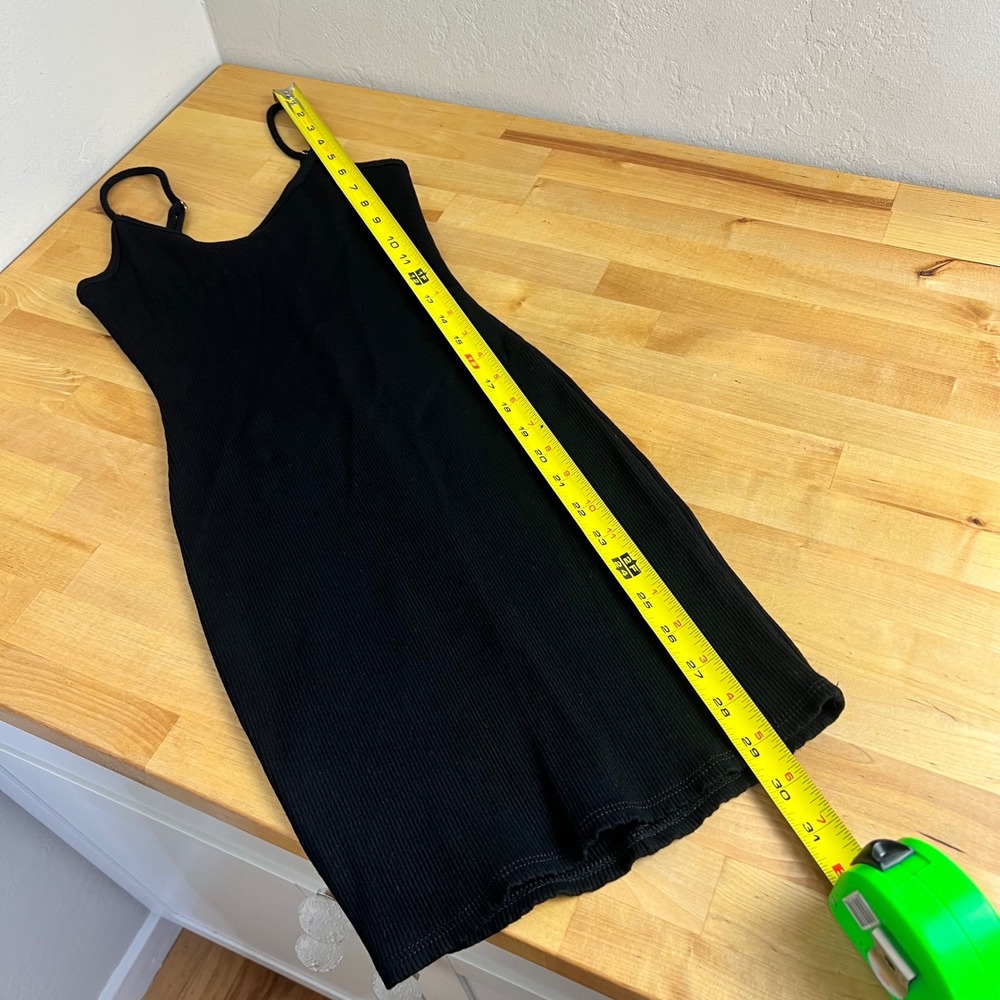 Lulus Dress Bodycon Ribbed Mini Size Small Black Ribbed Knit‎ Spaghetti Strap - Picture 9 of 9